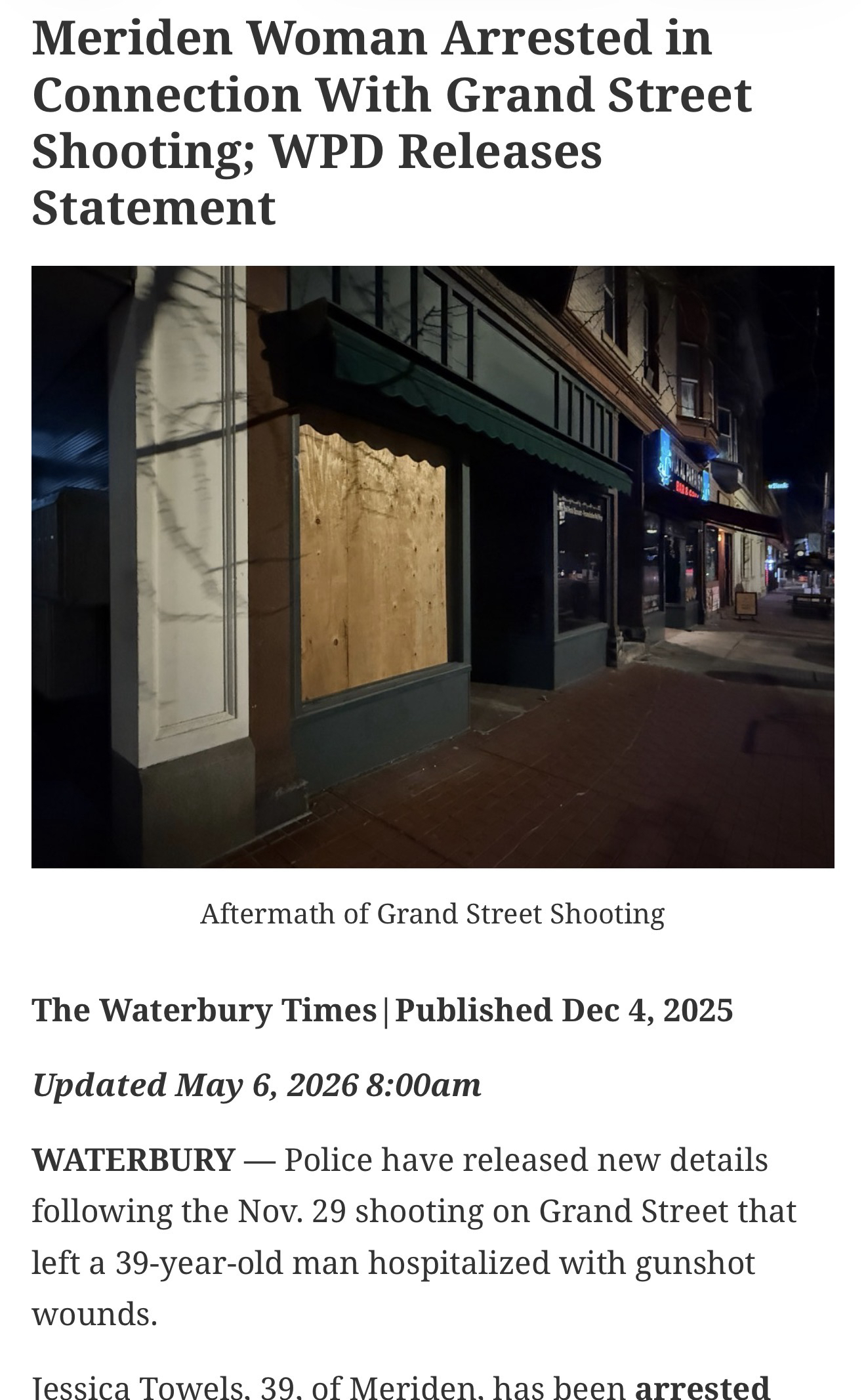 Late-Night Violence at Waterbury Bar-Connected Locations: Pattern or Perception?